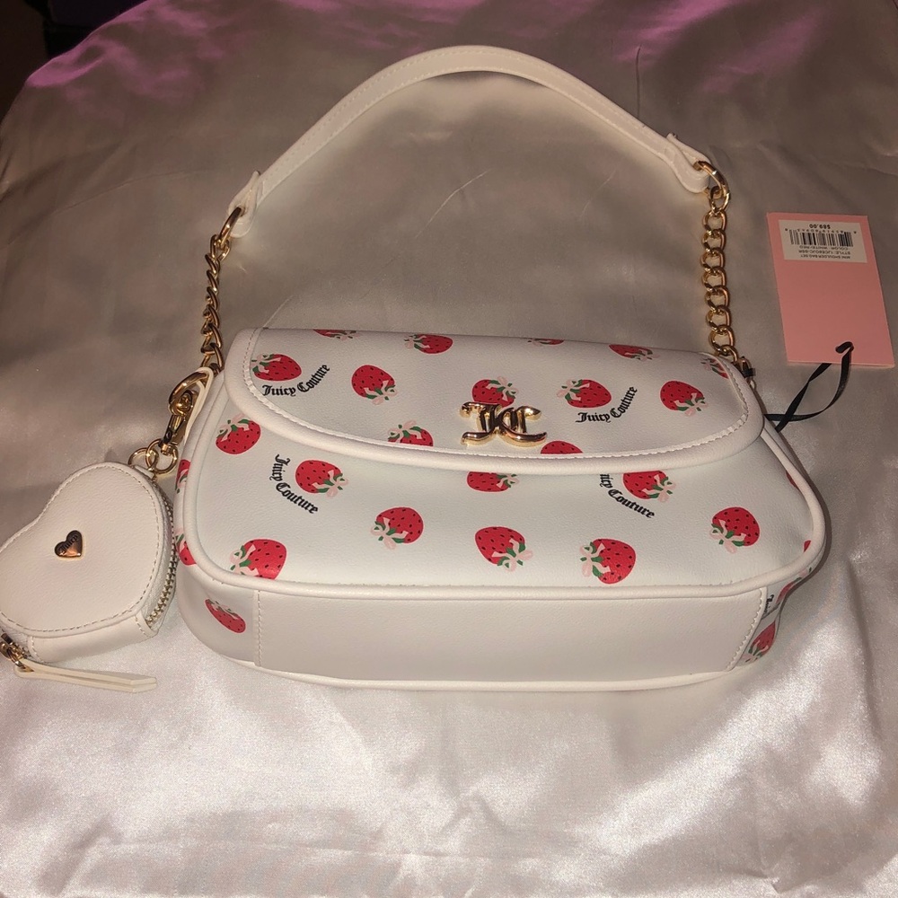 Juicy Couture White Red Berry Sweet Mini Shoulder Bag & Coin Purse NWT